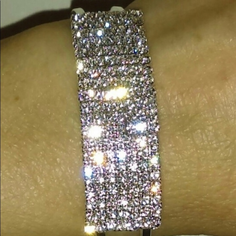 Crystal Rhinestone Charm Style Bangle Bracelet - Picture 6 of 7
